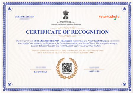 QuassrCyberTech | Startup India Recognized Logo